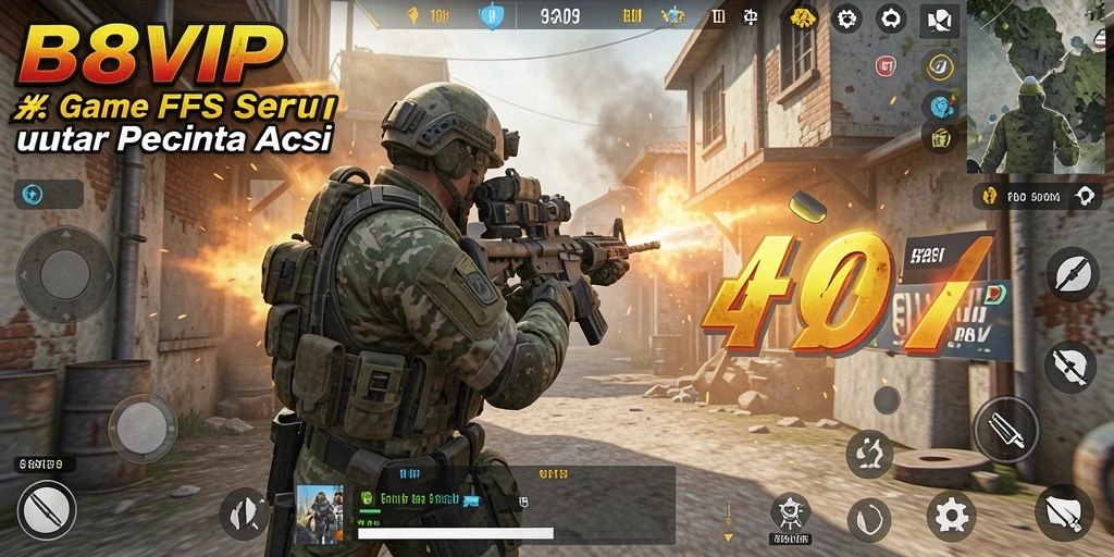 Screenshot gameplay B8VIP menampilkan aksi tembak-menembak yang intens.
