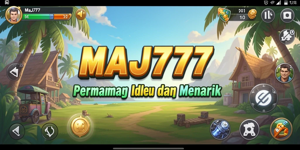 Tampilan gameplay <strong>MAJ777</strong> menampilkan keragaman karakter dan aktivitas pengumpulan sumber daya.