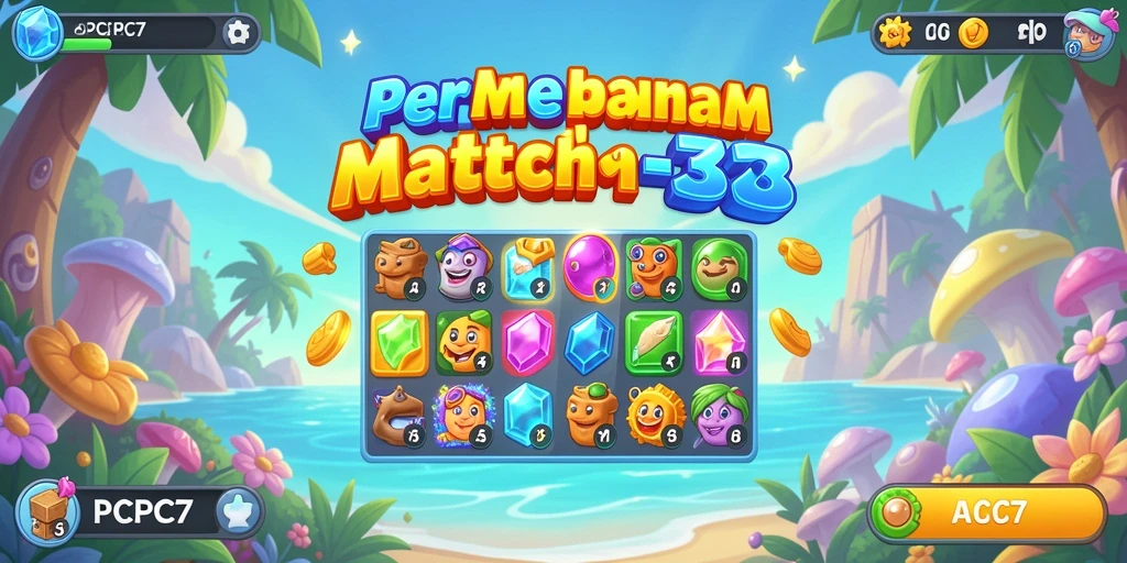 Screenshot gameplay PCPC7 menunjukkan keseruan permainan Match-3 yang dinamis.