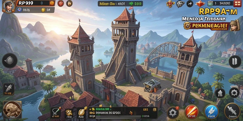 Tangkapan layar gameplay RP99 yang menunjukkan menara bertahan dari serbuan musuh.