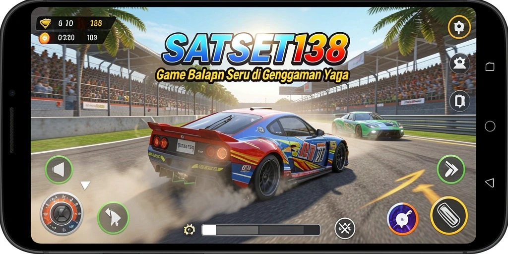 Tampilan gameplay balapan menegangkan di SATSET138.