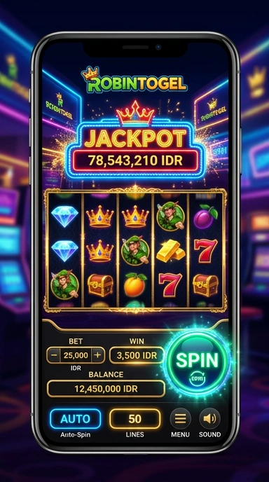 Tampilan beranda aplikasi robintogel yang menarik.