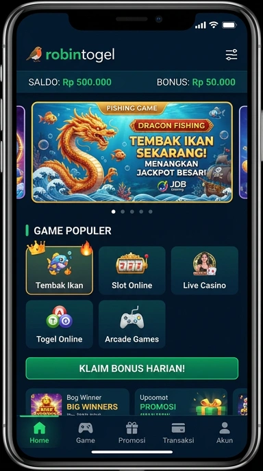 Antarmuka pengguna yang sederhana dan fungsional di robintogel.